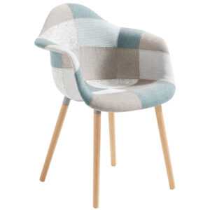 Modro bílá patchwork látková jídelní židle Kave Home Kevya