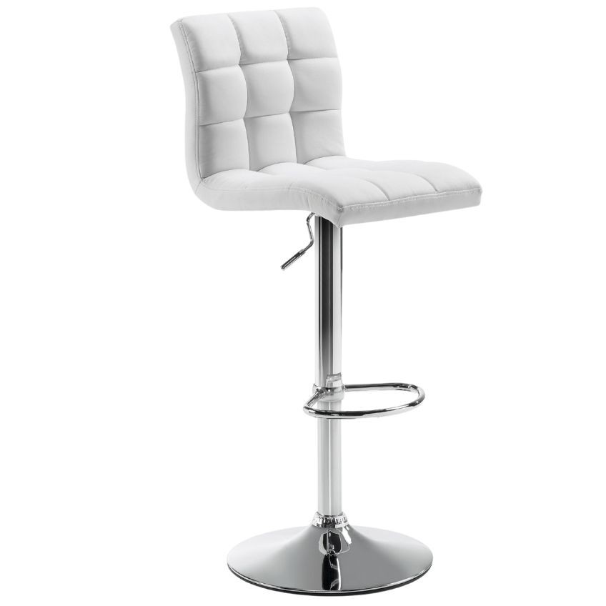 Bílá koženková barová židle Kave Home Crema 60-81 cm