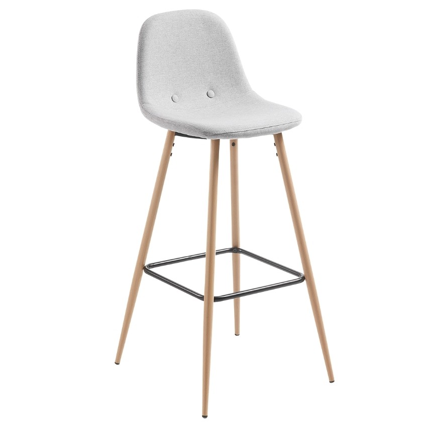 Světle šedá látková barová židle Kave Home Nolite 75 cm