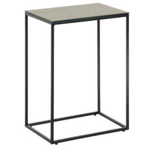 Antracitově šedý keramický odkládací stolek Kave Home Rewena s kovovou podnoží 45 x 30 cm