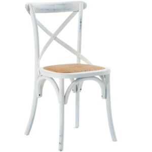 Bílá jilmová jídelní židle Kave Home Alsie s ratanovým sedákem