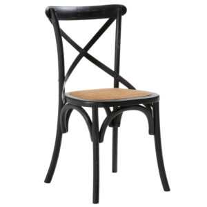 Černá jilmová jídelní židle Kave Home Alsie s ratanovým sedákem