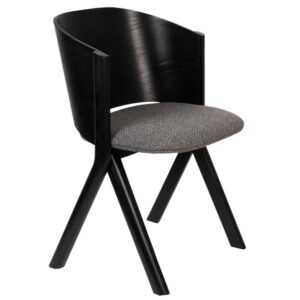 Černá jasanová jídelní židle Banne Twigs s tmavě šedým sedákem