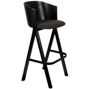 Černá jasanová barová židle Banne Twigs s antracitovým sedákem 75