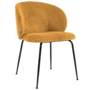 Hořčicově žlutá látková jídelní židle Kave Home Minna II.