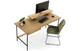 Dubový pracovní stůl Cioata Atlas 160 x 70 cm se zásuvkou a poličkou