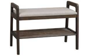 Hnědá dubová lavice ROWICO INVERNESS 75 cm s béžovým sedákem