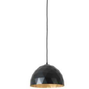 Nordic Design Černé kovové závěsné světlo Auron M se zlatými detaily