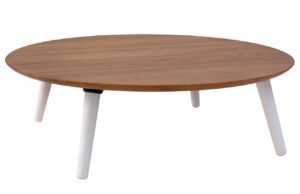 Dřevěný konferenční stolek RAGABA CONTRAST SLICE 100 cm s bílou podnoží