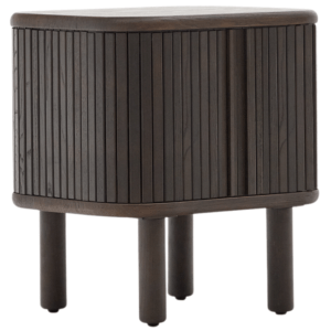Tmavě hnědý dřevěný noční stolek Kave Home Mailen 50 x 40 cm